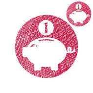Piggy bank coins cash money savings theme vector simple icon