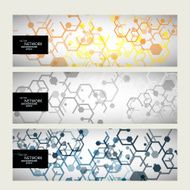 Set abstract modern pattern of hexagons circuits N9