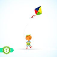 Boy with kite Watercolor Vector Illustration N2