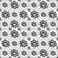 Russian ornament black flowers leaves white background seamless gzhel Vector