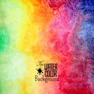 Abstract vector hand drawn rainbow color watercolor background N3
