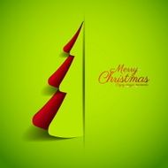 Merry Christmas paper tree design greeting card