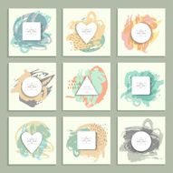 Collection of unusual creative artistic backgrounds with paper cut shapes N3