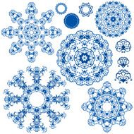 Set of blue floral circle patterns