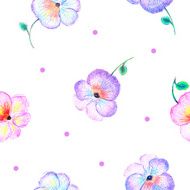 Hand drawn pansy dotted background