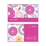 Vector vibrant floral scaterred horizontal stripe frame pattern business cards