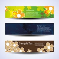 A set of three multicolored sample banner designs N2