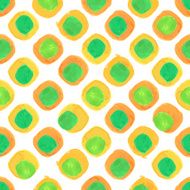Vector Watercolor Seamless Pattern With Orange and Green Dots