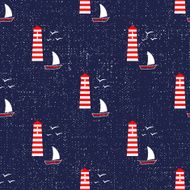 Navy vector seamless sea pattern N2