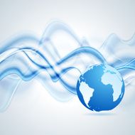 Abstract waves background with globe
