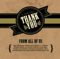 Thank you greeting card design layout rustic craft paper background