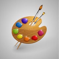 Art palette with brushes