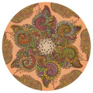 Traditional circle vector oriental indian floral ornament