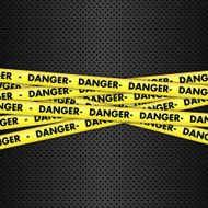 Danger tape on metallic background