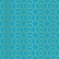 Arabesque vignettes seamless pattern Turquoise color