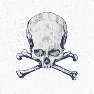 Grunge skull with crossbones on dusty background N2