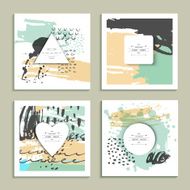 Collection of unusual creative artistic backgrounds with paper cut shapes N4