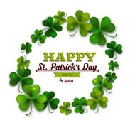 Saint Patricks Day vector background frame with realistic shamrock leaves N3