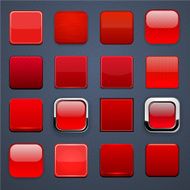 Red square high-detailed modern web buttons