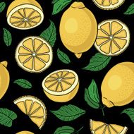 Seamless pattern with yellow lemons N10
