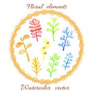 Watercolor floral element set