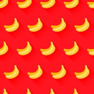 Seamless pattern with bananas on red background