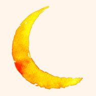 Crescent moon of painting with watercolor