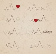 Collection of vector heartbeat tattoo designs