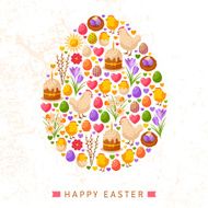 Happy Easter Day Concept with Flat Lovely Icons