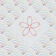 Traditional Japanese Embroidery Ornament with sakura flower Sashiko vector pattern N2