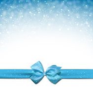 Christmas blue background with gift bow