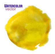 Vector abstract yellow watercolor hand painted round circle shape