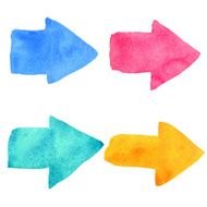 Watercolor set of isolated on a white background rainbow arrows
