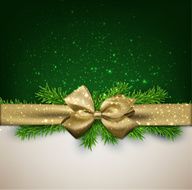 Christmas background with golden bow
