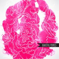 pink watercolor background with peonies N2