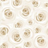 Seamless pattern with white roses Vector illustration