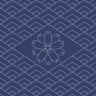 Traditional Japanese Embroidery Ornament with rhombs and sakura flower Seamless N2