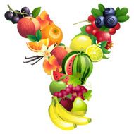 Letter Y composed of different fruits with leaves N2