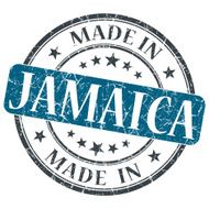 made in JAMAICA blue grunge stamp isolated on white background