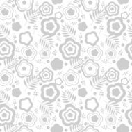 Elegant seamless pattern with silver flowers