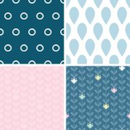 Vector blloming vines stripes set of four marching repeat patterns N2