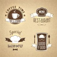 Restaurant menu emblems set textured N2