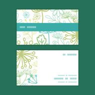 Vector mysterious green garden horizontal stripe frame pattern business cards N2