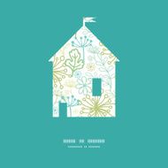 Vector mysterious green garden house silhouette pattern frame N2
