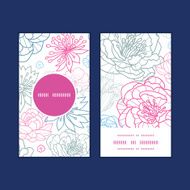 Vector gray and pink lineart florals vertical round frame pattern N7