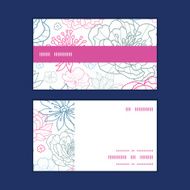 Vector gray and pink lineart florals horizontal stripe frame pattern N2