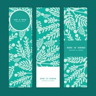 Vector emerald green plants vertical banners set pattern background