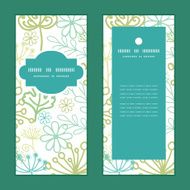 Vector mysterious green garden vertical frame pattern invitation greeting cards N3