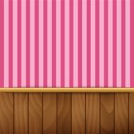 Striped wallpaper with wood paneling