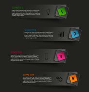 Info graphic striped with colored pointer on black background N2